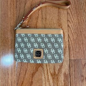 Dooney & Bourke Brown and Tan Monogram Wristlet